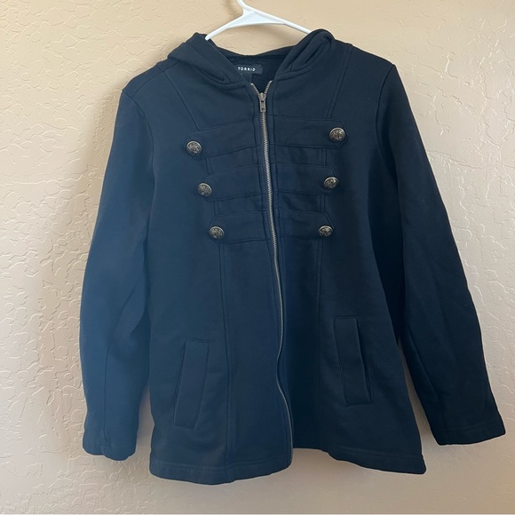 Torrid French Terry Military Hoodie Jacket - Size 00 (M/L) - Picture 1 of 8